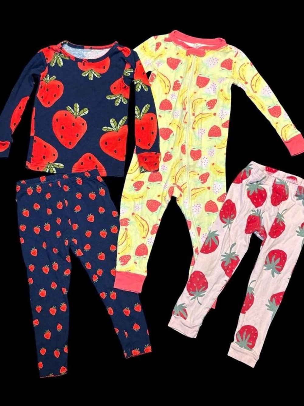 Carter's Strawberry Print Pajama Set - Navy, Yellow & Pink